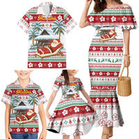 Maldives Christmas Family Matching Mermaid Dress and Hawaiian Shirt with Santa Claus Hammock Palm Trees and Tropical - Wonder Print Shop