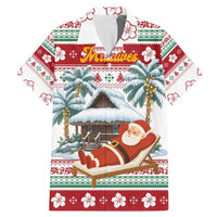 Maldives Christmas Family Matching Mermaid Dress and Hawaiian Shirt with Santa Claus Hammock Palm Trees and Tropical - Wonder Print Shop
