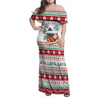 Maldives Christmas Family Matching Off Shoulder Maxi Dress and Hawaiian Shirt with Santa Claus Hammock Palm Trees and Tropical - Wonder Print Shop