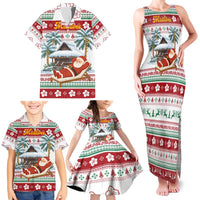 Maldives Christmas Family Matching Tank Maxi Dress and Hawaiian Shirt with Santa Claus Hammock Palm Trees and Tropical - Wonder Print Shop