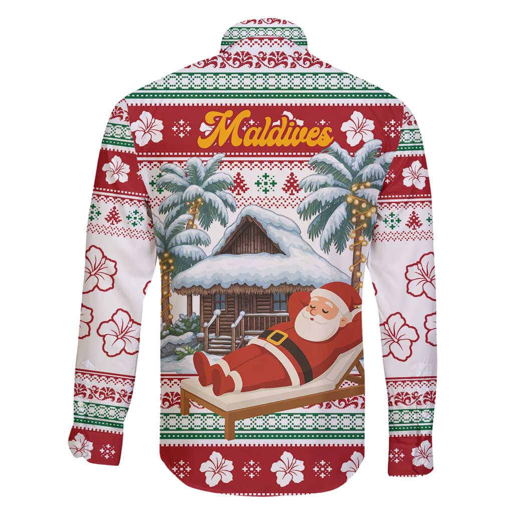 Maldives Christmas Family Matching Tank Maxi Dress and Hawaiian Shirt with Santa Claus Hammock Palm Trees and Tropical - Wonder Print Shop