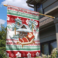 Maldives Christmas Garden Flag with Santa Claus Hammock Palm Trees and Tropical - Wonder Print Shop