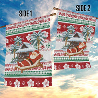 Maldives Christmas Garden Flag with Santa Claus Hammock Palm Trees and Tropical - Wonder Print Shop