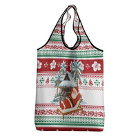 Maldives Christmas Grocery Bag with Santa Claus Hammock Palm Trees and Tropical - Wonder Print Shop