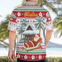 Maldives Christmas Hawaiian Shirt with Santa Claus Hammock Palm Trees and Tropical - Wonder Print Shop