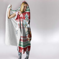Maldives Christmas Hooded Blanket with Santa Claus Hammock Palm Trees and Tropical - Wonder Print Shop