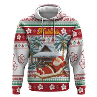 Maldives Christmas Hoodie with Santa Claus Hammock Palm Trees and Tropical - Wonder Print Shop