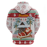 Maldives Christmas Hoodie with Santa Claus Hammock Palm Trees and Tropical - Wonder Print Shop