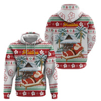 Maldives Christmas Hoodie with Santa Claus Hammock Palm Trees and Tropical - Wonder Print Shop