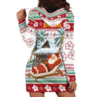 Maldives Christmas Hoodie Dress with Santa Claus Hammock Palm Trees and Tropical - Wonder Print Shop