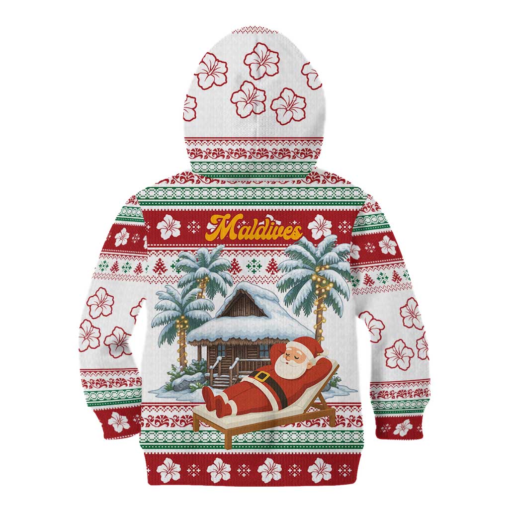 Maldives Christmas Kid Hoodie with Santa Claus Hammock Palm Trees and Tropical - Wonder Print Shop