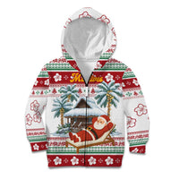 Maldives Christmas Kid Hoodie with Santa Claus Hammock Palm Trees and Tropical - Wonder Print Shop