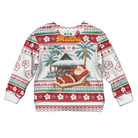 Maldives Christmas Kid Ugly Christmas Sweater with Santa Claus Hammock Palm Trees and Tropical - Wonder Print Shop