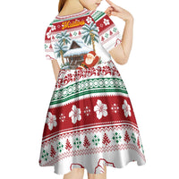 Maldives Christmas Kid Short Sleeve Dress with Santa Claus Hammock Palm Trees and Tropical - Wonder Print Shop
