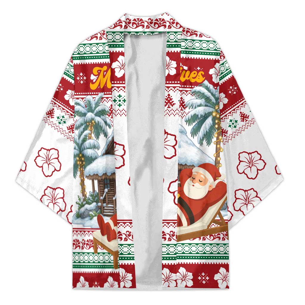 Maldives Christmas Kimono with Santa Claus Hammock Palm Trees and Tropical - Wonder Print Shop
