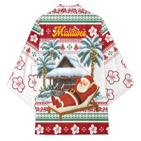 Maldives Christmas Kimono with Santa Claus Hammock Palm Trees and Tropical - Wonder Print Shop