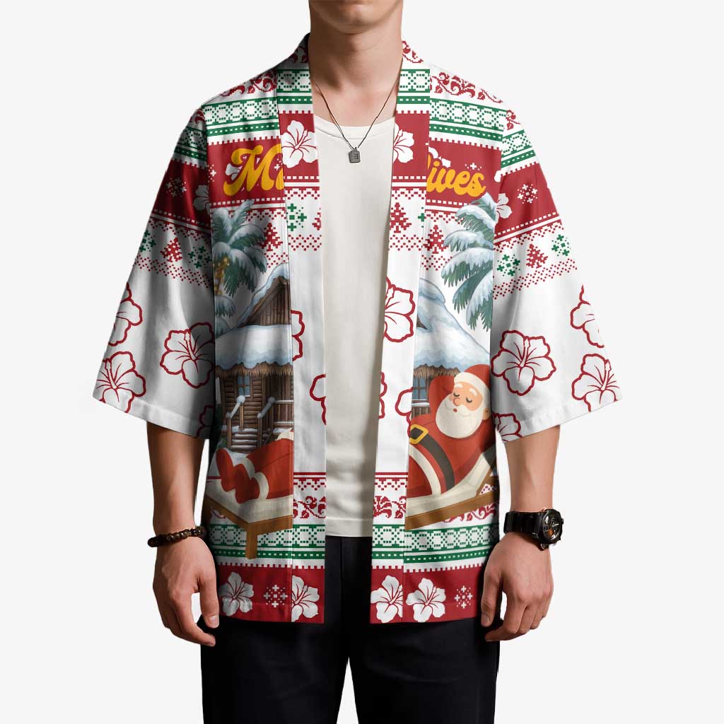 Maldives Christmas Kimono with Santa Claus Hammock Palm Trees and Tropical - Wonder Print Shop