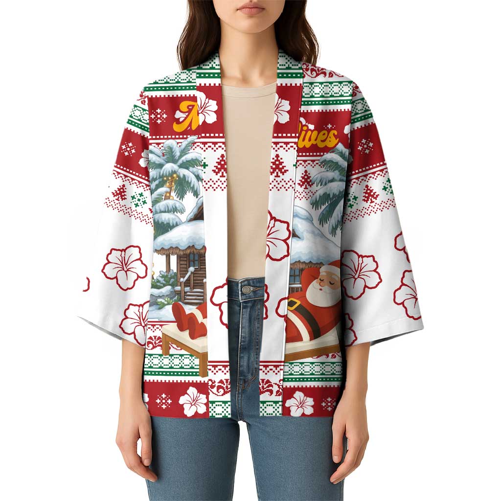 Maldives Christmas Kimono with Santa Claus Hammock Palm Trees and Tropical - Wonder Print Shop