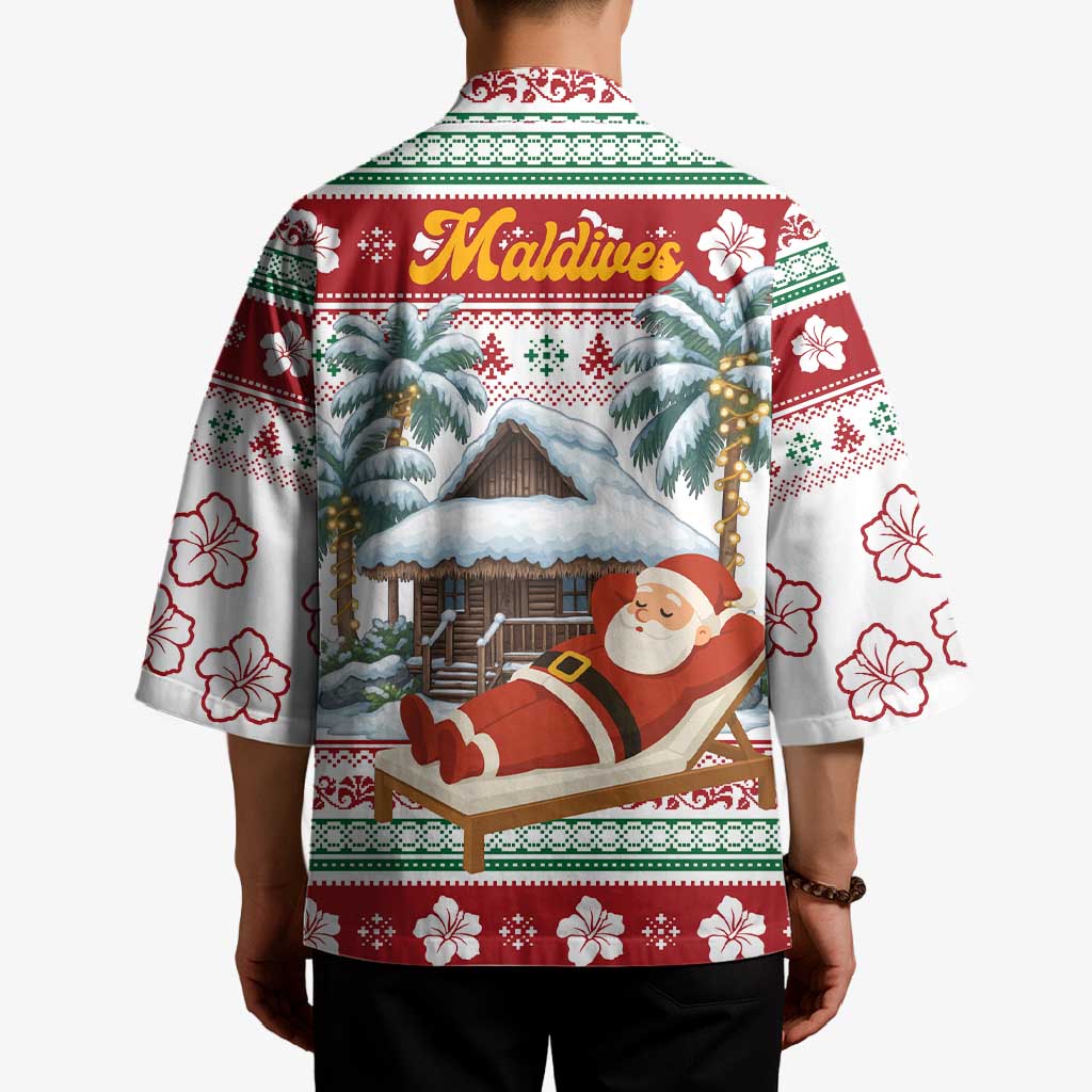 Maldives Christmas Kimono with Santa Claus Hammock Palm Trees and Tropical - Wonder Print Shop