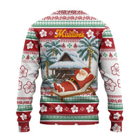 Maldives Christmas Ugly Christmas Sweater with Santa Claus Hammock Palm Trees and Tropical - Wonder Print Shop