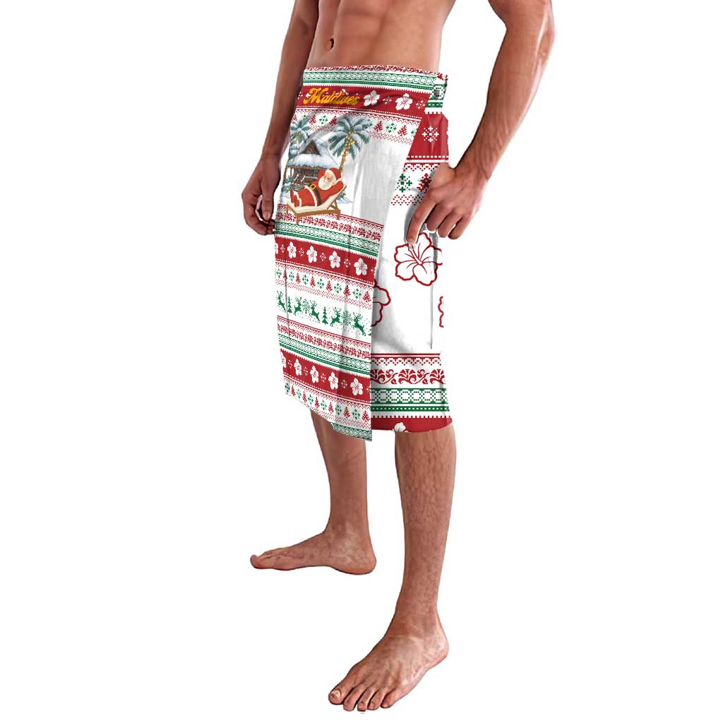 Maldives Christmas Lavalava with Santa Claus Hammock Palm Trees and Tropical - Wonder Print Shop
