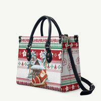 Maldives Christmas Leather Bag with Santa Claus Hammock Palm Trees and Tropical - Wonder Print Shop