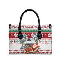 Maldives Christmas Leather Bag with Santa Claus Hammock Palm Trees and Tropical - Wonder Print Shop