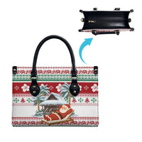 Maldives Christmas Leather Bag with Santa Claus Hammock Palm Trees and Tropical - Wonder Print Shop