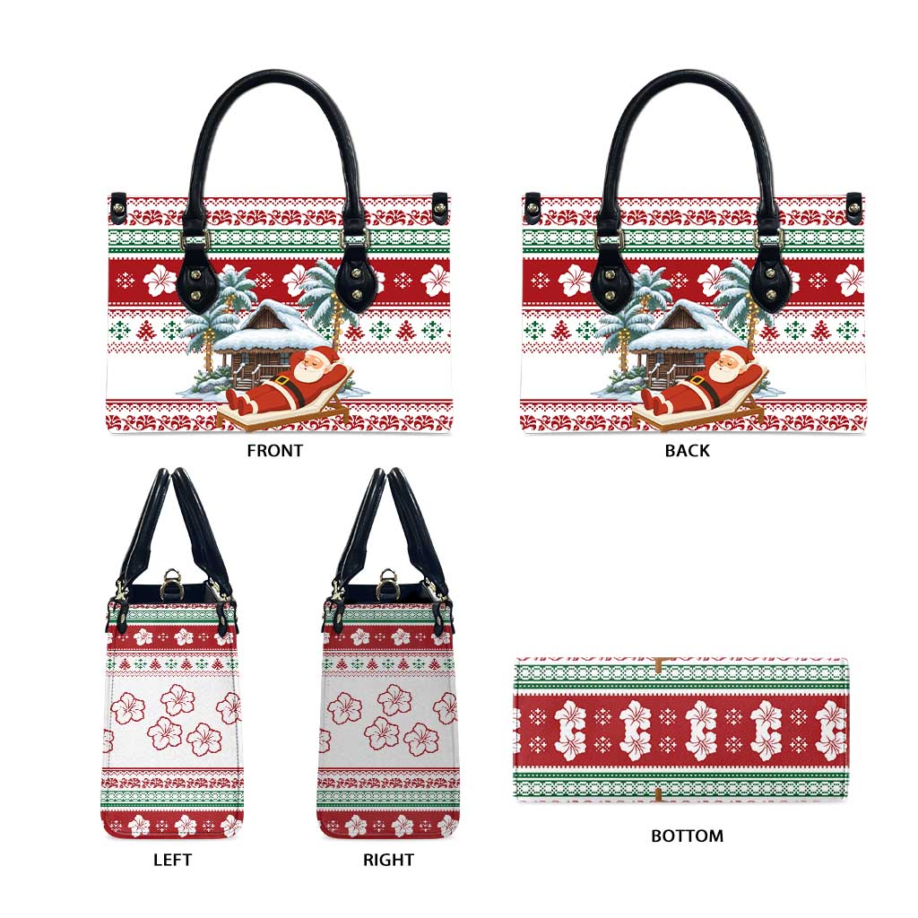 Maldives Christmas Leather Bag with Santa Claus Hammock Palm Trees and Tropical - Wonder Print Shop