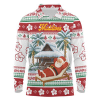 Maldives Christmas Long Sleeve Polo Shirt with Santa Claus Hammock Palm Trees and Tropical - Wonder Print Shop
