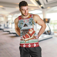 Maldives Christmas Men Tank Top with Santa Claus Hammock Palm Trees and Tropical - Wonder Print Shop