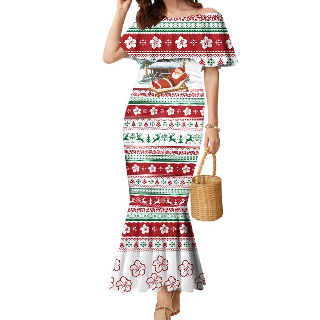 Maldives Christmas Mermaid Dress with Santa Claus Hammock Palm Trees and Tropical - Wonder Print Shop