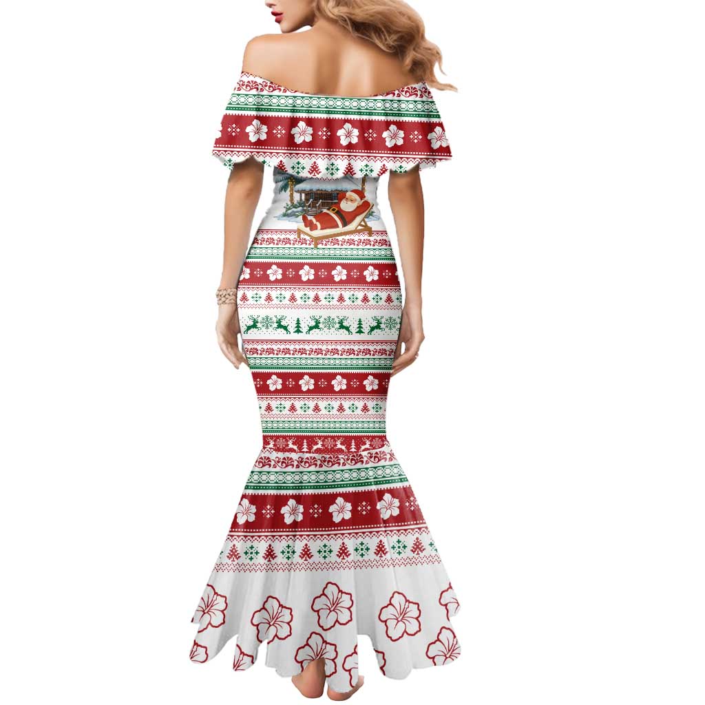 Maldives Christmas Mermaid Dress with Santa Claus Hammock Palm Trees and Tropical - Wonder Print Shop