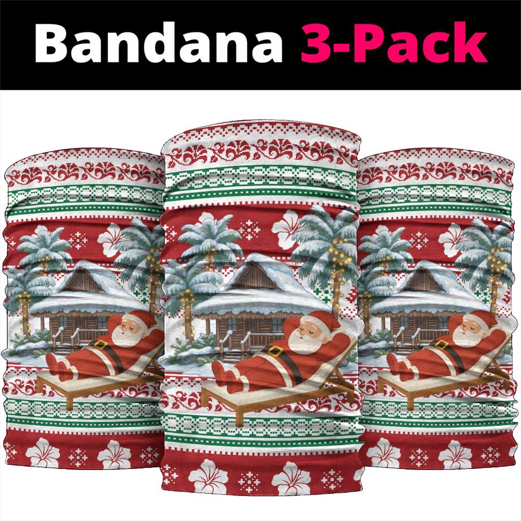 Maldives Christmas Neck Gaiter with Santa Claus Hammock Palm Trees and Tropical - Wonder Print Shop