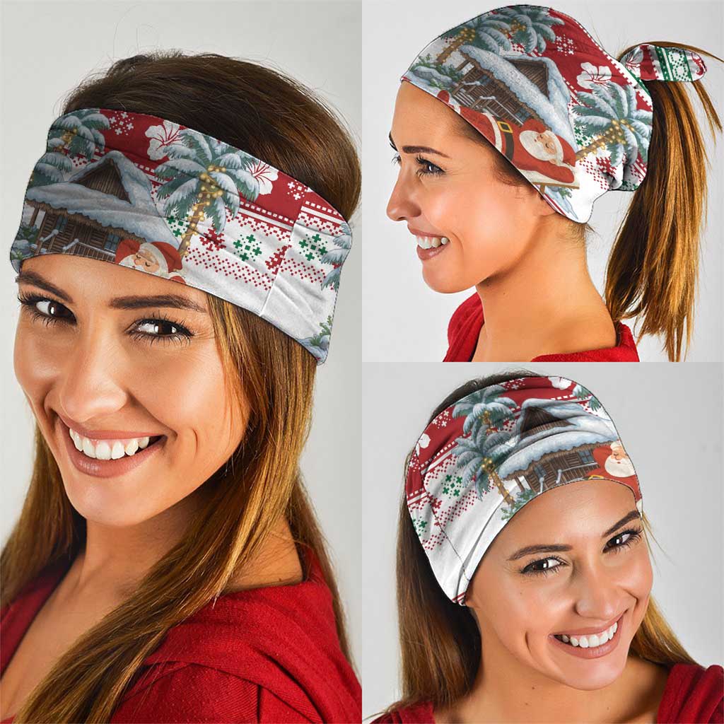 Maldives Christmas Neck Gaiter with Santa Claus Hammock Palm Trees and Tropical - Wonder Print Shop