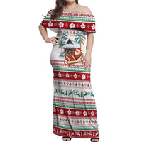 Maldives Christmas Off Shoulder Maxi Dress with Santa Claus Hammock Palm Trees and Tropical - Wonder Print Shop