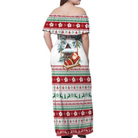 Maldives Christmas Off Shoulder Maxi Dress with Santa Claus Hammock Palm Trees and Tropical - Wonder Print Shop