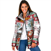 Maldives Christmas Padded Jacket with Santa Claus Hammock Palm Trees and Tropical - Wonder Print Shop