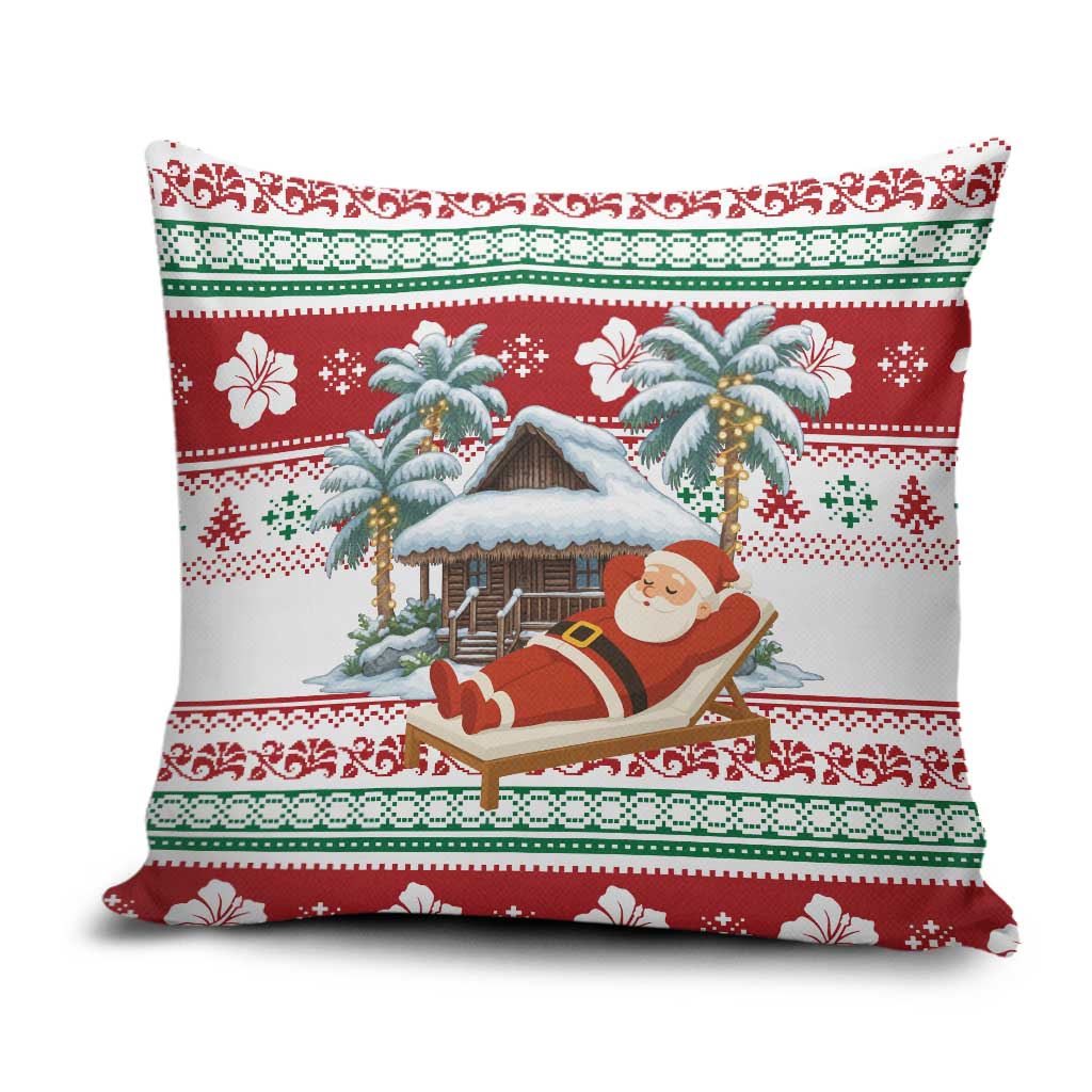 Maldives Christmas Pillow Cover with Santa Claus Hammock Palm Trees and Tropical - Wonder Print Shop