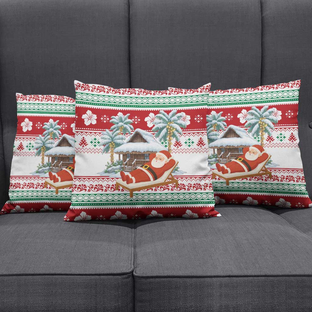 Maldives Christmas Pillow Cover with Santa Claus Hammock Palm Trees and Tropical - Wonder Print Shop