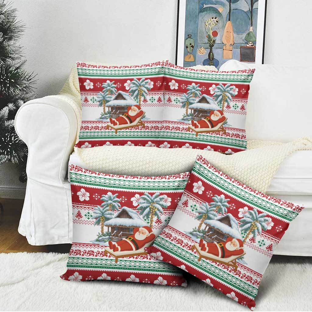Maldives Christmas Pillow Cover with Santa Claus Hammock Palm Trees and Tropical - Wonder Print Shop