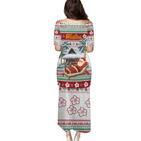 Maldives Christmas Puletasi with Santa Claus Hammock Palm Trees and Tropical - Wonder Print Shop