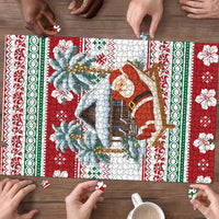 Maldives Christmas Puzzle with Santa Claus Hammock Palm Trees and Tropical - Wonder Print Shop