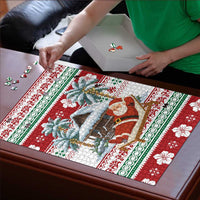 Maldives Christmas Puzzle with Santa Claus Hammock Palm Trees and Tropical - Wonder Print Shop