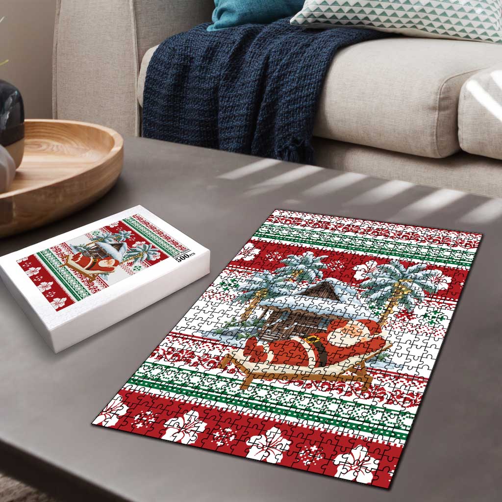 Maldives Christmas Puzzle with Santa Claus Hammock Palm Trees and Tropical - Wonder Print Shop