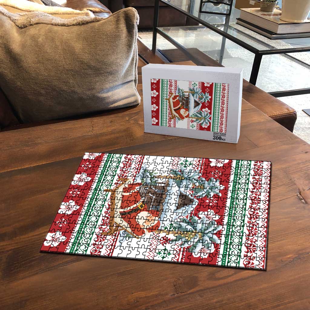 Maldives Christmas Puzzle with Santa Claus Hammock Palm Trees and Tropical - Wonder Print Shop