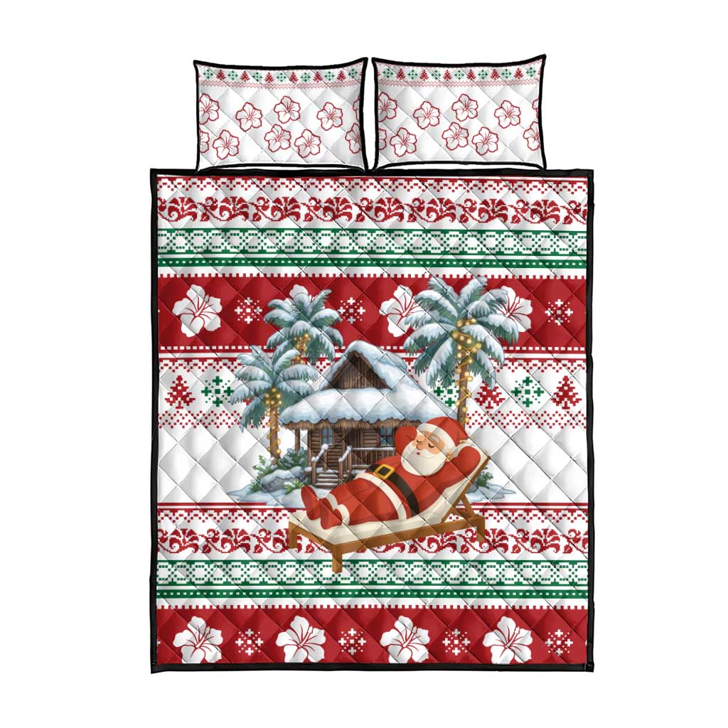 Maldives Christmas Quilt Bed Set with Santa Claus Hammock Palm Trees and Tropical - Wonder Print Shop