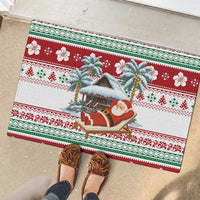 Maldives Christmas Rubber Doormat with Santa Claus Hammock Palm Trees and Tropical - Wonder Print Shop