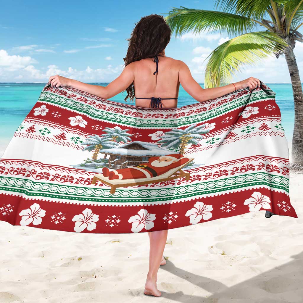 Maldives Christmas Sarong with Santa Claus Hammock Palm Trees and Tropical - Wonder Print Shop