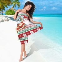 Maldives Christmas Sarong with Santa Claus Hammock Palm Trees and Tropical - Wonder Print Shop